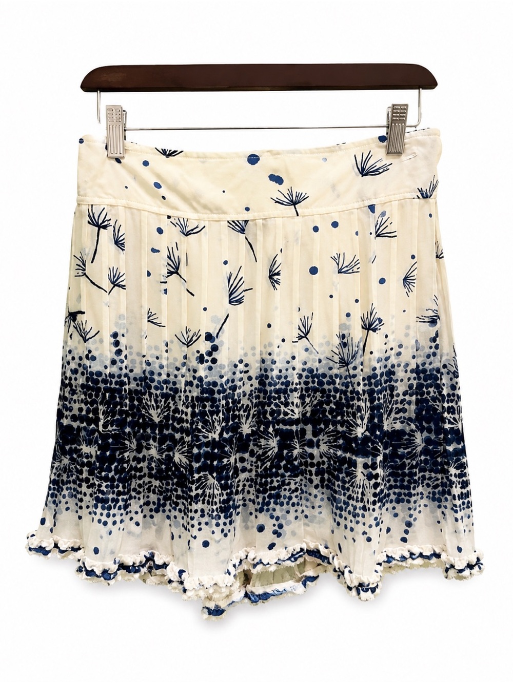 Poupette St. Barth Ivory Skirt with Navy Floral and Dot Print Lge top sold sep